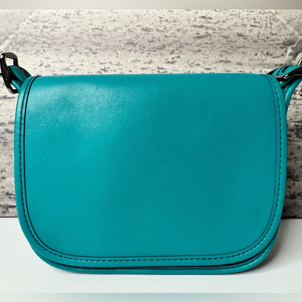 EUC Coach Saddle Bag 18 Re-issue Glovetanned Leather Turquoise Teal 57731